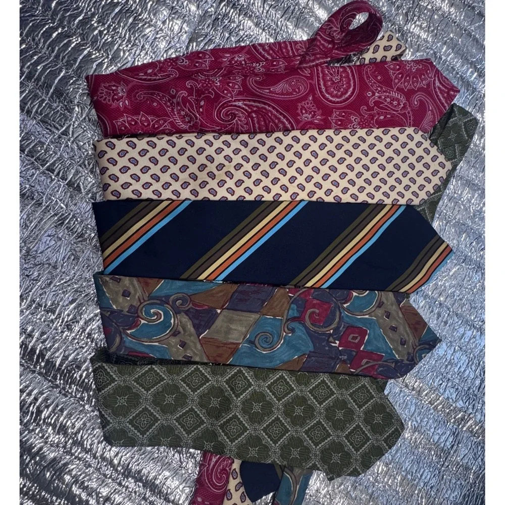 Lot of 5 Mens Silk Neck Ties Ted Baker Polo Ralph Lauren Paisley Stripe Vintage